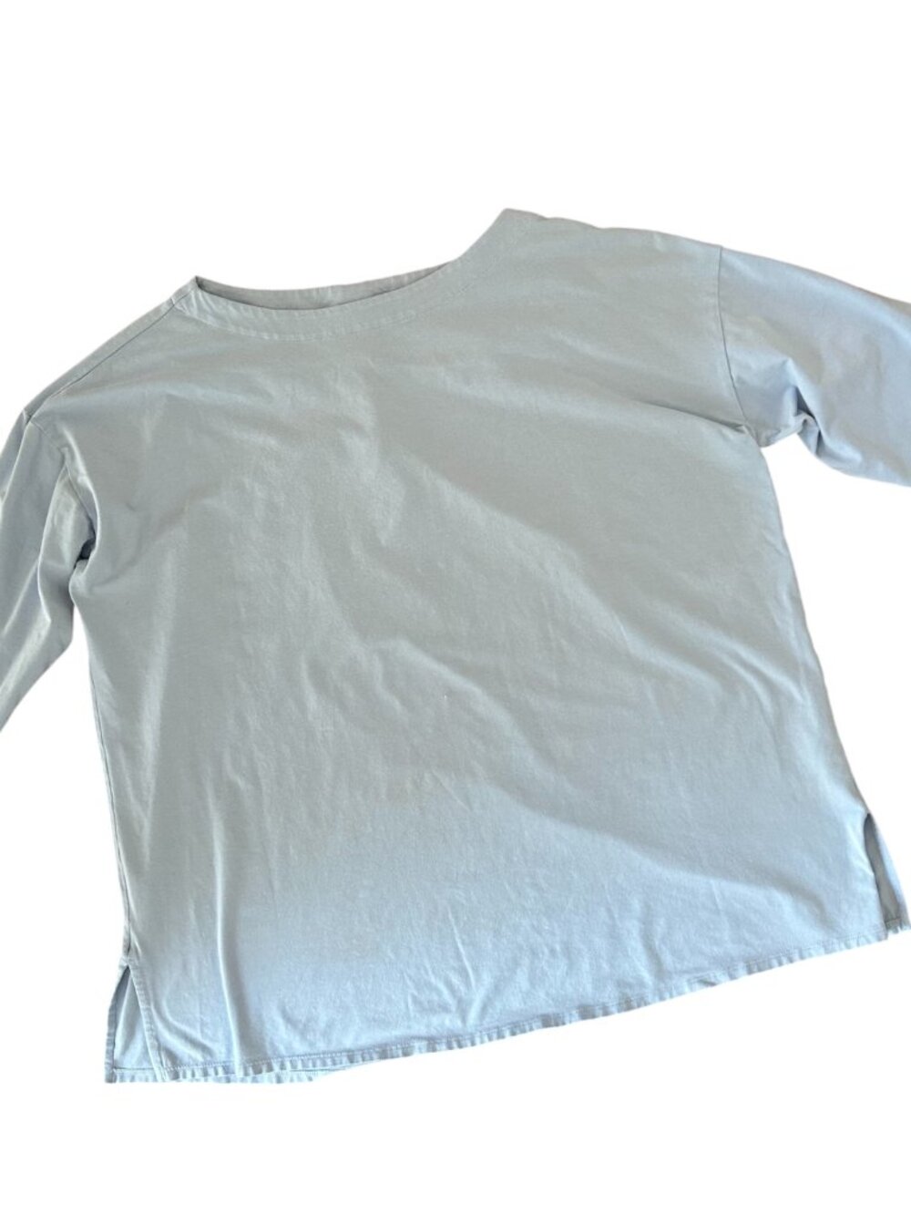 J Jill Womens Luxe Supima Pleat Back Tunic Elbow Sleeve Size XL Light Blue - Picture 12 of 12